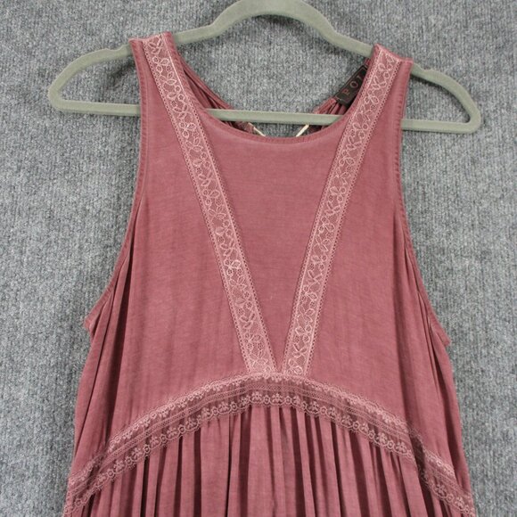POL Dress Womens M Pink Baby Doll Sundress Lace Boutique Corset Back BoHo Mini - Picture 6 of 13